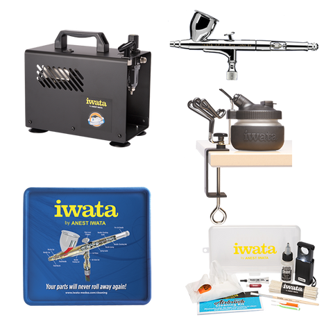 IWATA - HIGH PERFORMANCE HP-C + AIRBRUSH AND COMPRESSOR COMPLETE - The Footwear Care