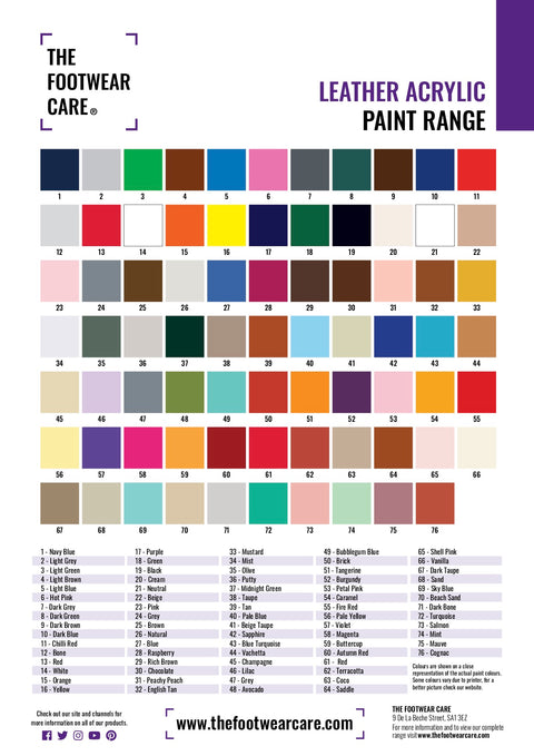 The Footwear Care Standard Colour Chart - The Footwear Care